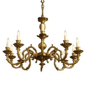 Lampadario in ottone stile classico - 10 punti luce rielettrificato a norma