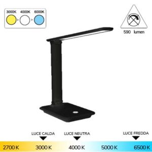 LAMPADA DA TAVOLO LED 6W FINITURA NERO 3000-4000K-6000K 590 LM IMPERIA
