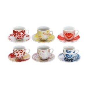 TAZZINA PER CAFFE' DECORATA CON PIATTINO SET 6PZ